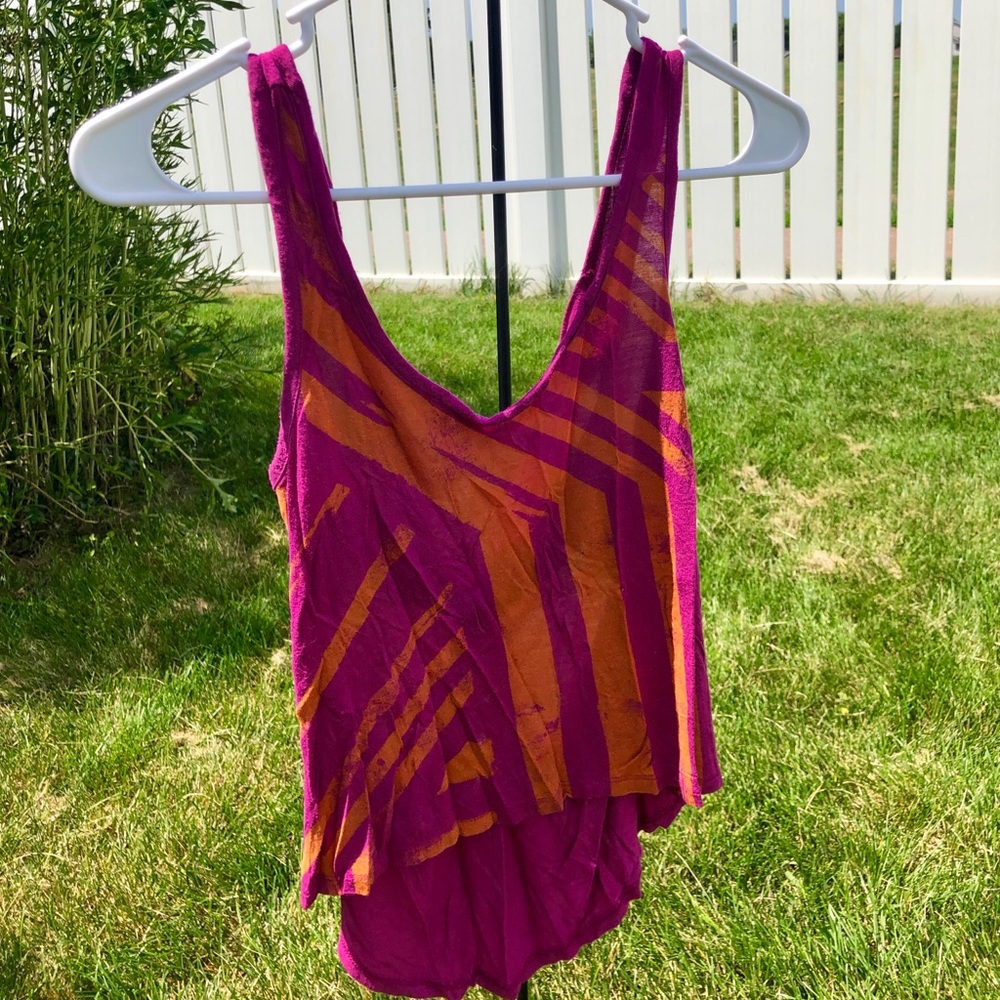 Orange and Pink-Cropped Tank-Backless